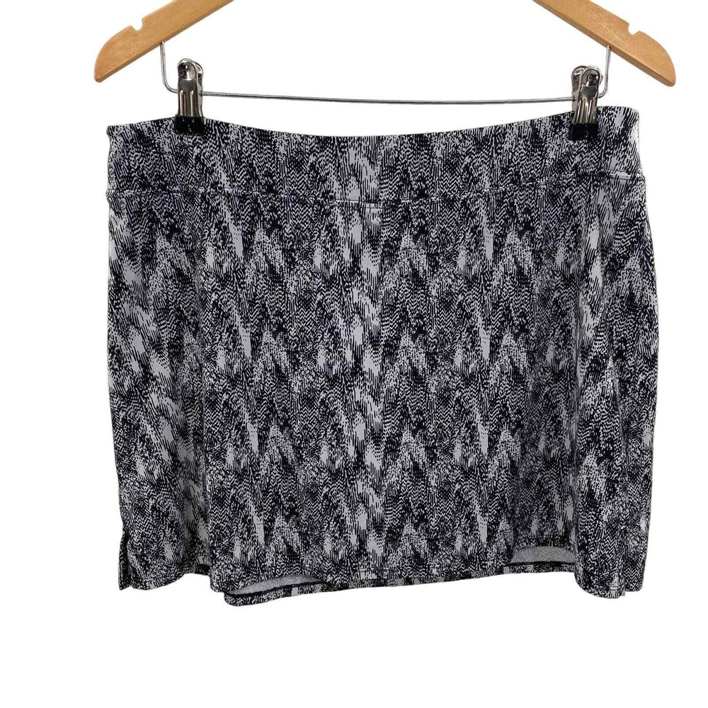 Tranquility Athletic Skort Womens Large Black Grey Abstract Polyester